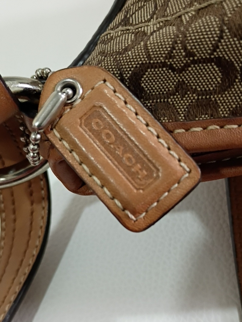 Coach Vintage Brown Signature Canvas Crossbody with Leather Trim Y2K - Picture 3 of 11